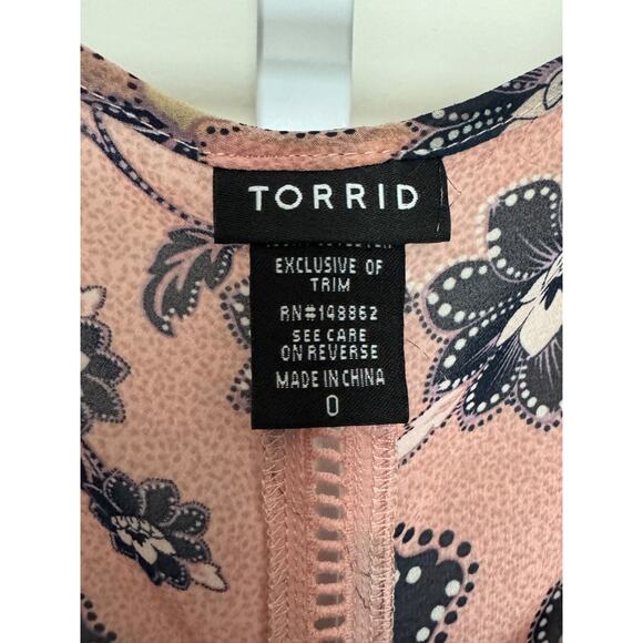 Torrid Sheer Lace Tiered Babydoll Tunic Tank Top Pink/Black Boho Women's Size 0 - Picture 3 of 7